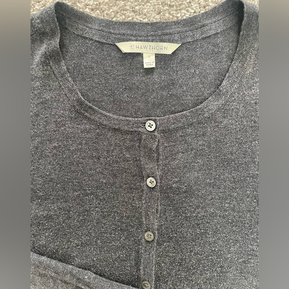 41Hawthorn Silk Blend Charcoal Gray Button Down Knit Sweater Cardigan, Size XL - Picture 2 of 4